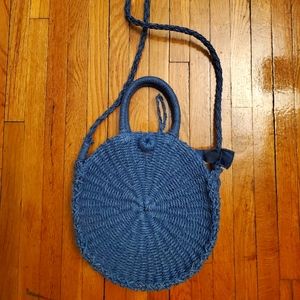 Street Level Blue Woven Straw Bag